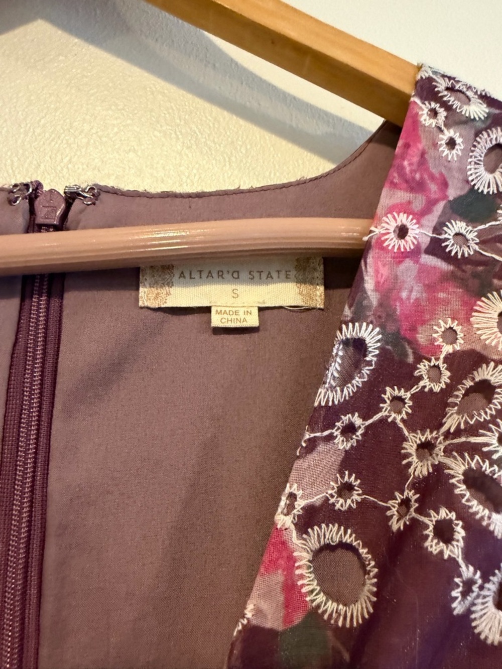 Altar'd State Lace Purple Mini Dress Size Small floral lined - Picture 6 of 14